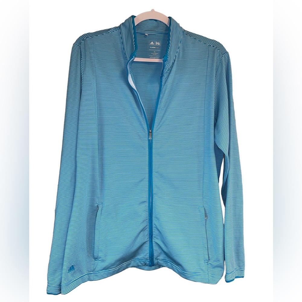 adidas Climalite Sz XL Full Zip Jacket with 2/Zip Pockets - blue and white